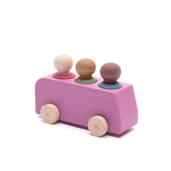 Lubulona - Holzbus Rosa mit 3 Figuren